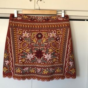 Burton orange embroidered mini skirt